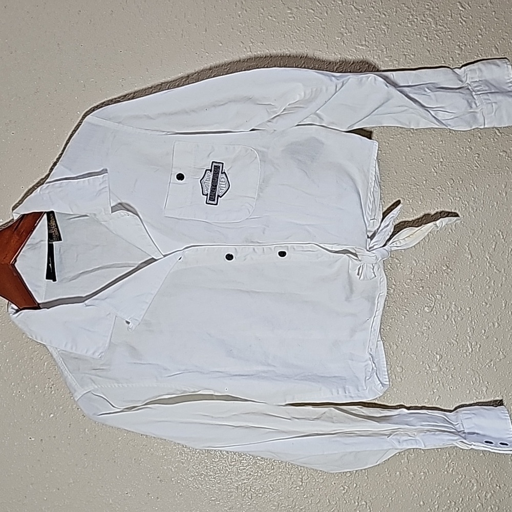 Harvey Davidson White Cropped Shirt